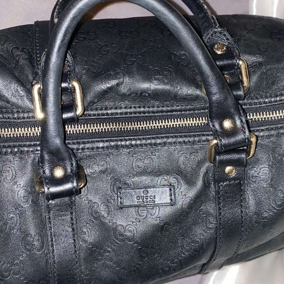 Gucci black leather Guccissima Boston Bag; great condition -recently refinished - Picture 3 of 10